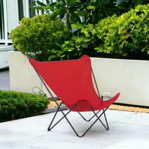 36" Red and Chrome Outdoor Camping Chair