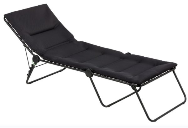 28" Black and Steel Outdoor Chaise Lounge with Black Cushion - Image 2