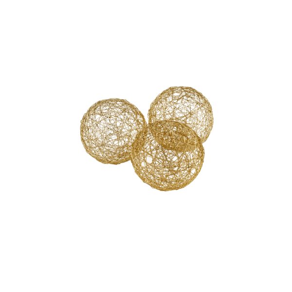 Set of Three Gold Wire 3" Decorative Orbs - Image 2