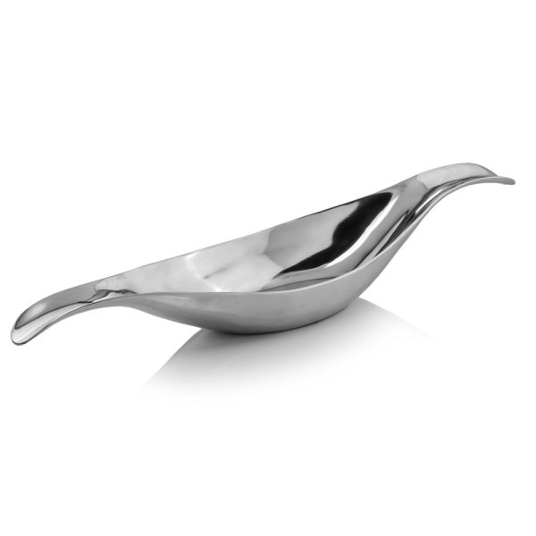 8" Silver Aluminum Long Wavy Bowl - Image 3