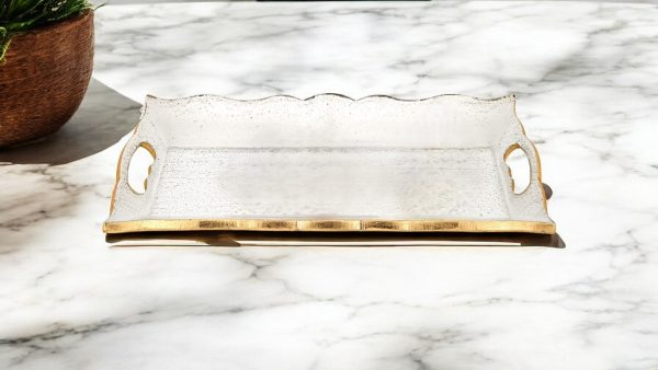 11" Gold Glass Indoor Outdoor Tray With Handles - Image 2