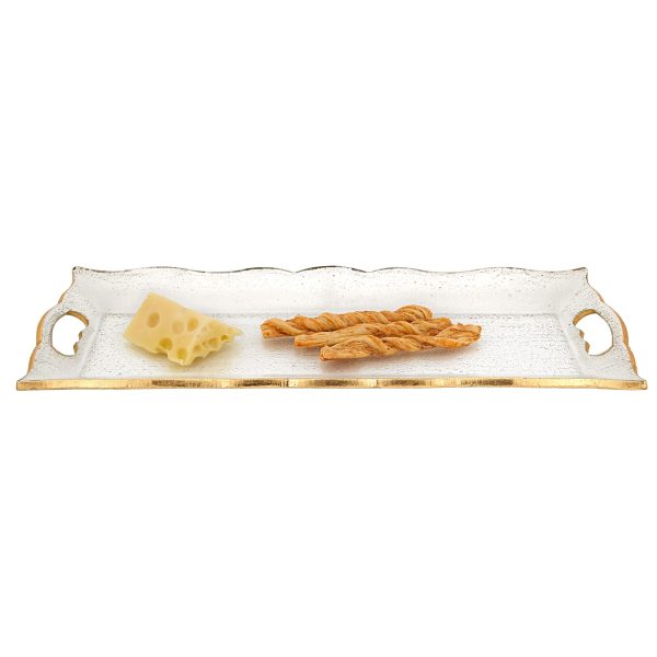 20" Gold Glass Indoor Outdoor Tray With Handles - Image 3