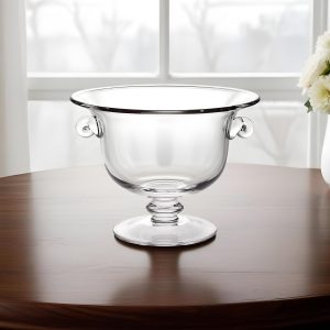 11" Clear Mouth  Blown Crystal Round Pedestal Centerpiece Bowl