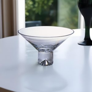 11" Clear Mouth Blown Crystal Round Pedestal Centerpiece Bowl