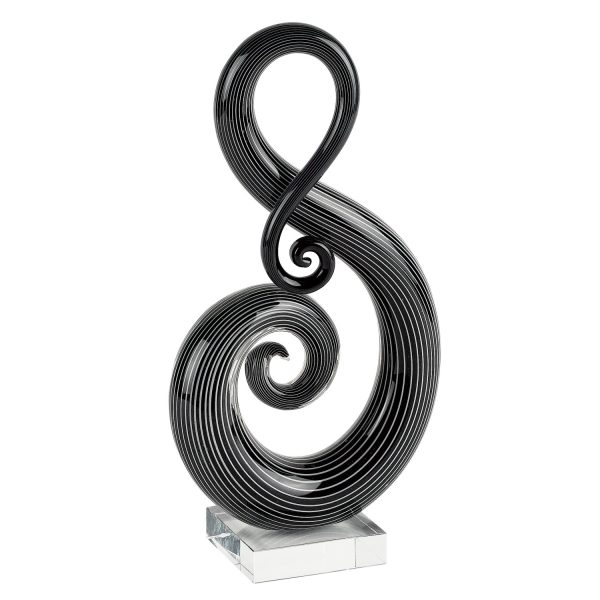 12" Black and White Murano Glass Modern Abstract Tabletop Sculpture - Image 2