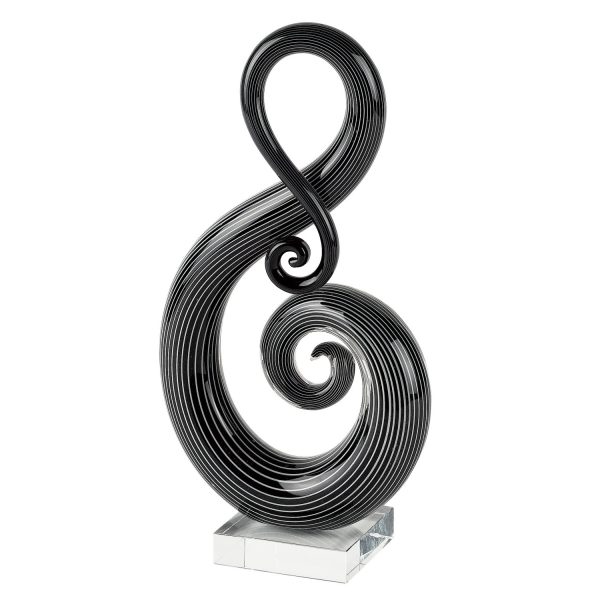 12" Black and White Murano Glass Modern Abstract Tabletop Sculpture - Image 3