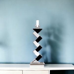 Black Crystal Geometric Tabletop Pillar Candle Holders