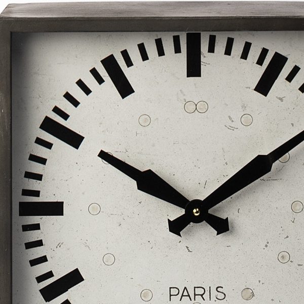 Square Gray Metal Desk  Table Clock With Simple White And Black Face - Image 3