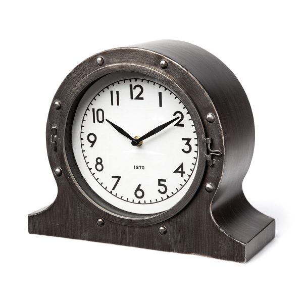 10" Gunmetal Metal Table Clock - Image 2