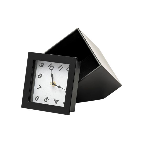Black Metal Cube Desk Table Clock - Image 3