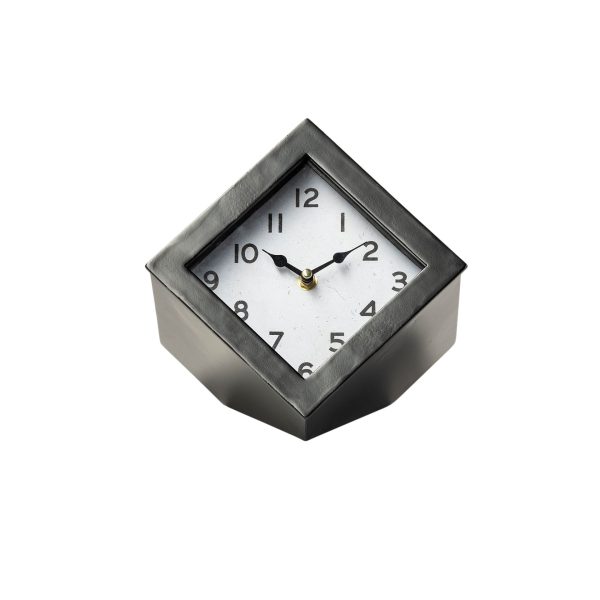 Black Metal Cube Desk Table Clock - Image 2