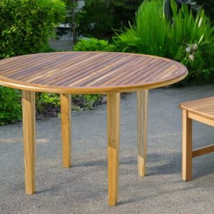 48" Natural Rounded Solid Wood Outdoor Dining Table