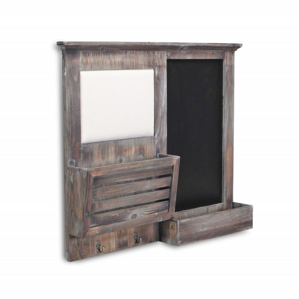 Gray Wooden Wall Chalkboard With Side Storage Basket - Image 2