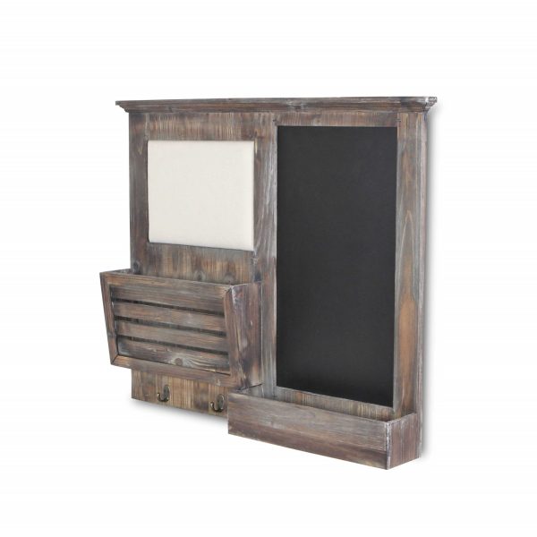 Gray Wooden Wall Chalkboard With Side Storage Basket - Image 3