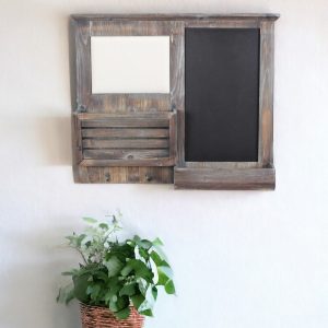 Gray Wooden Wall Chalkboard With Side Storage Basket