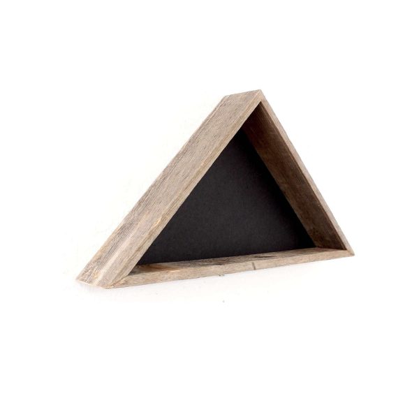 Rustic Weathered Grey Reclaimed Wood Triangle Wooden Display Flag Case - Image 3