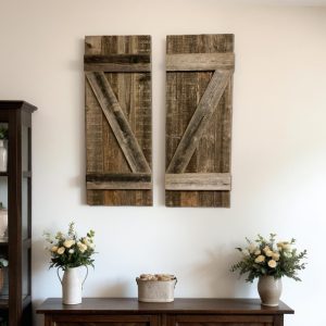 Set of Two 36" X 14" Gray Solid Wood Wall Decor