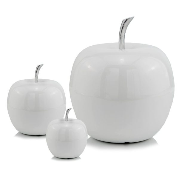 6" White Aluminum Decorative Apple Tabletop Sculpture - Image 3