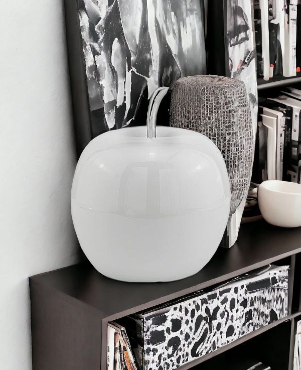 6" White Aluminum Decorative Apple Tabletop Sculpture - Image 2