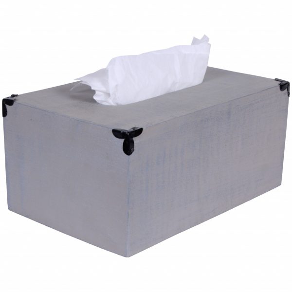 Rustic Gray Mango Wood Rectangular Tissue Holder - Image 2