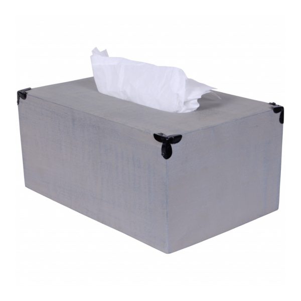 Rustic Gray Mango Wood Rectangular Tissue Holder - Image 3