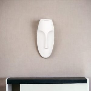 10" White Mod Abstract Face Ceramic Wall Decor