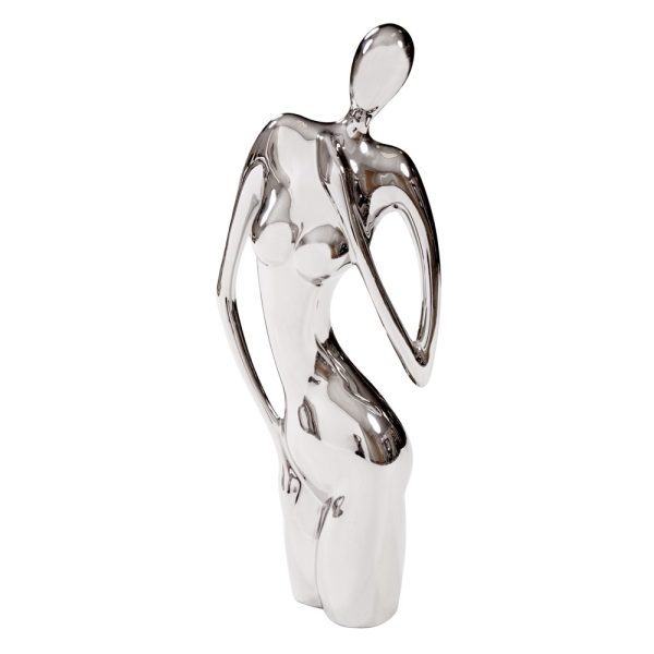 Modern Shiny Silver Female Form Sculpture - Image 2