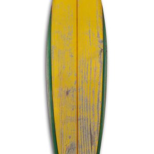 76" X 18" X 1" Distressed And Rustic Yellow Surfboard Wood Panel Wall Art