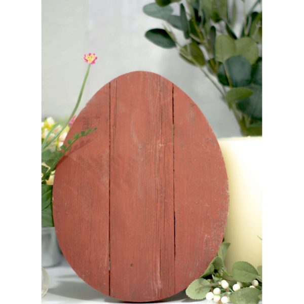 12" Farmhouse Red Wooden Large Egg - Image 3