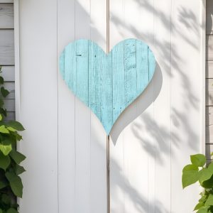 12" Turquoise Reclaimed Wood Heart Wall Decor