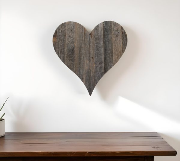 12" Weathered Gray Reclaimed Wood Heart Wall Decor - Image 2