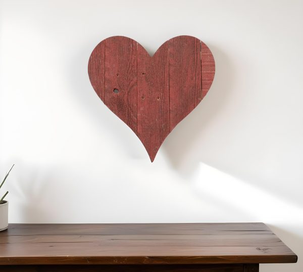 12" Rustic Red Reclaimed Wood Heart Wall Decor - Image 2