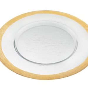 Round Gold Border Glass Charger Plate