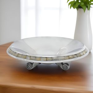 Silver And Mother Of Pearl Pedestal Centerpiece Bowl