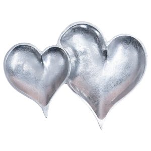 Two Section Textured Silver Heart Shaped Tray