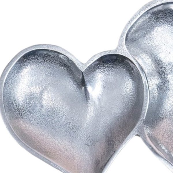 Two Section Textured Silver Heart Shaped Tray - Image 3