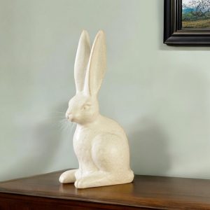 11" White Ceramic Rabbit Tabletop Sculpture