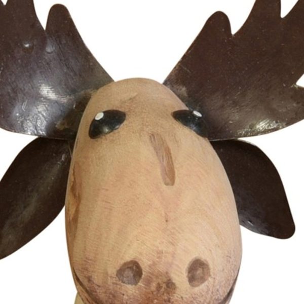 Petite Wood And Metal Moose Sculpture - Image 2