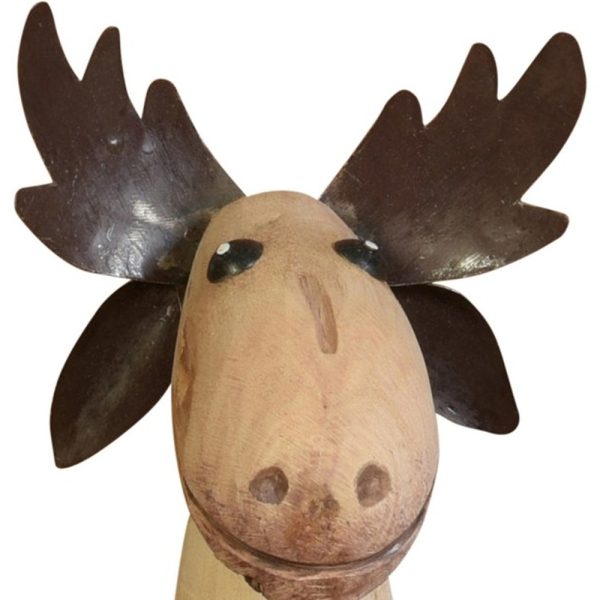 Petite Wood And Metal Moose Sculpture - Image 3
