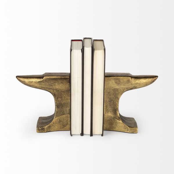 Distressed Brushed Gold Anvil Bookends - Image 3