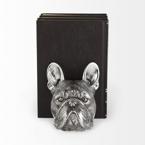 Antiqued Silver Pug Shaped Bookends - Image 3