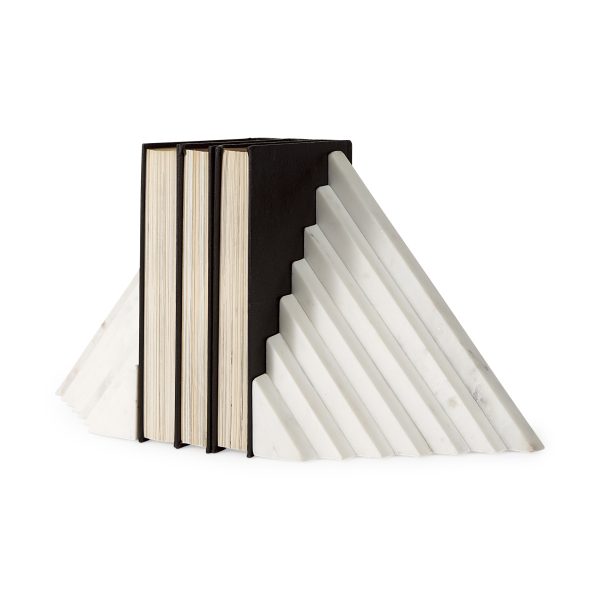 3D Modern Stepped Triangle Marble Bookends - Image 3