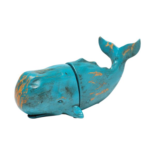 Set of Two Aqua Resin Whale Decorative Bookends - Image 3
