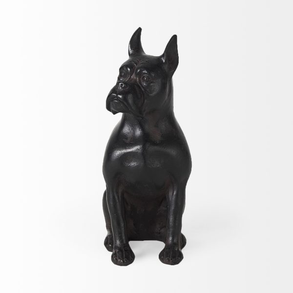 Black Resin Boxer Dog Shaped Decor Piece - Image 2