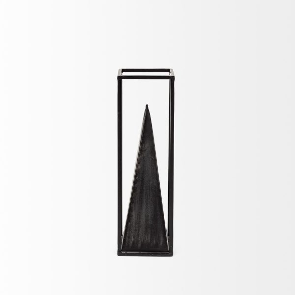 Petite Black Metal Framed Pyramid Decor Piece - Image 2