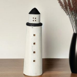 White Jumbo Rustic Wooden Lighthouse