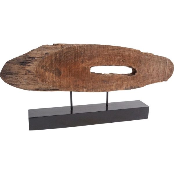 15" Brown and Black Wood and Metal Modern Abstract Tabletop Sculpture