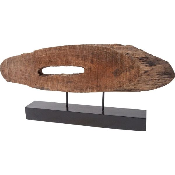 15" Brown and Black Wood and Metal Modern Abstract Tabletop Sculpture - Image 3