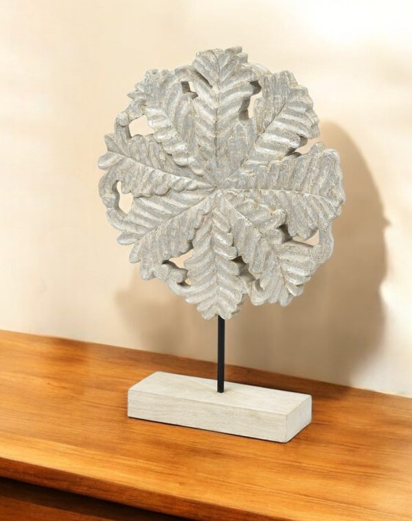 Petite Wood And Metal Floral Decor Piece - Image 2