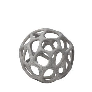 Petite Light Gray  Metal Hollow Orb Sculpture